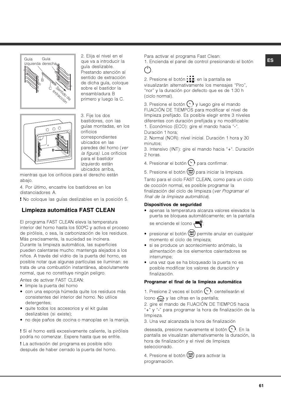 Limpieza automática fast clean | Hotpoint Ariston FK 892EJ P.20 X-HA User Manual | Page 61 / 80