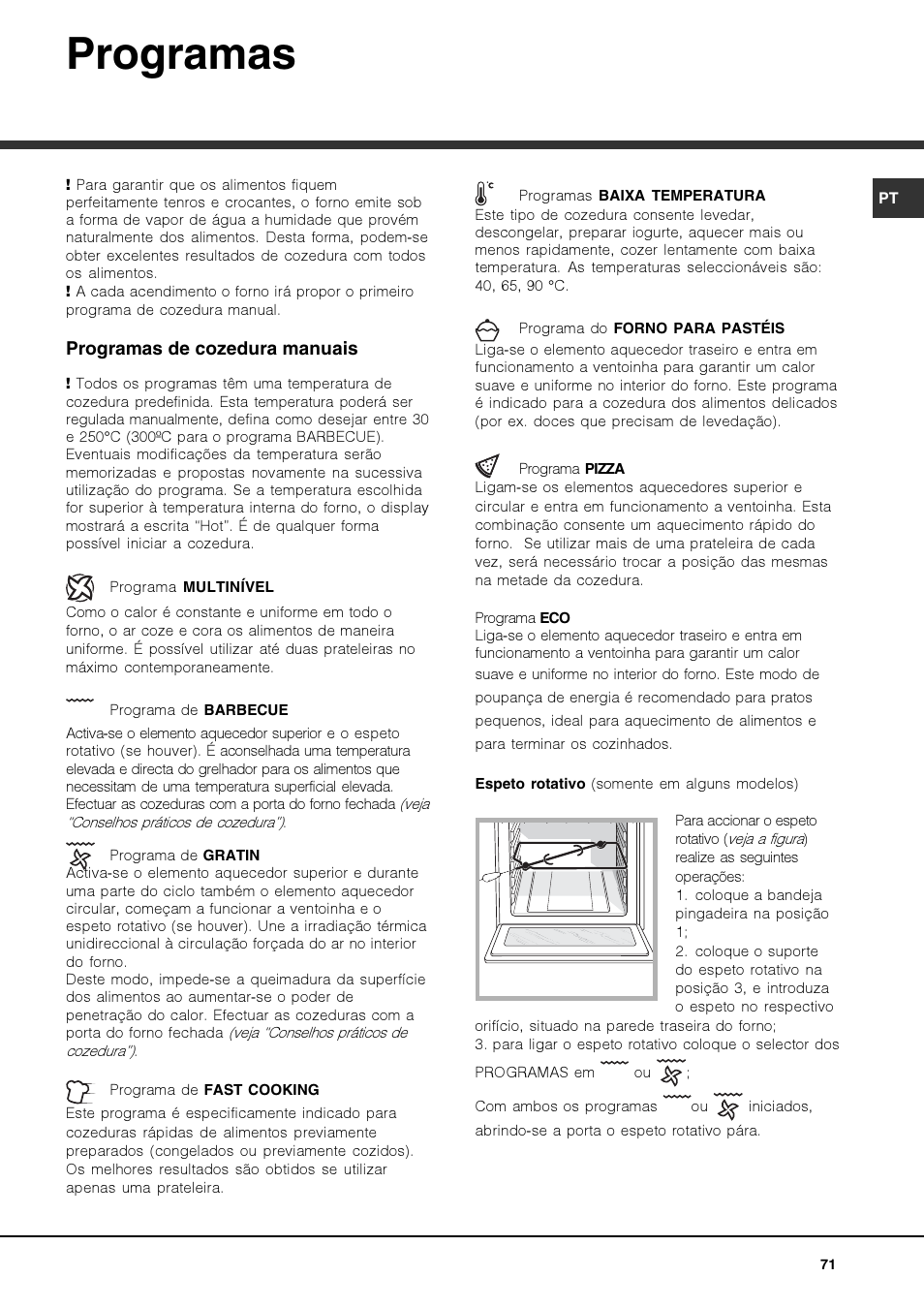 Programas | Hotpoint Ariston FK 892EJ P.20 X-HA User Manual | Page 71 / 80