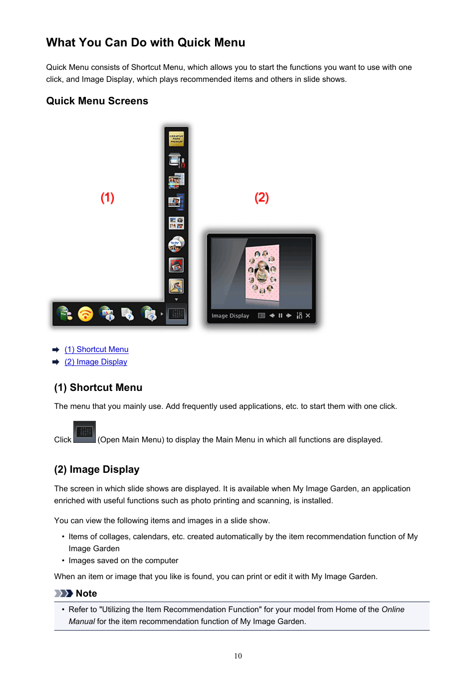 What you can do with quick menu | Canon PIXMA MG3550 User Manual | Page 10 / 31