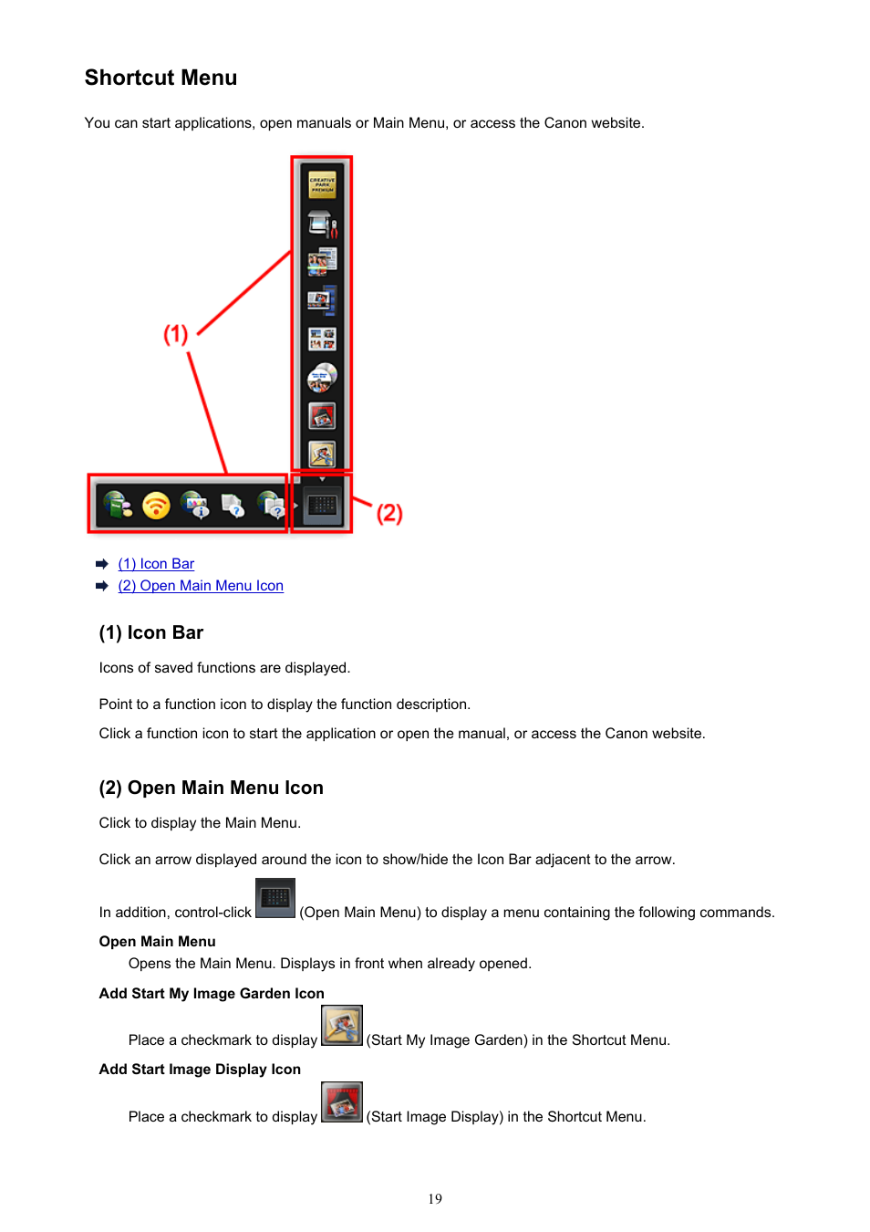 Shortcut menu | Canon PIXMA MG3550 User Manual | Page 19 / 31