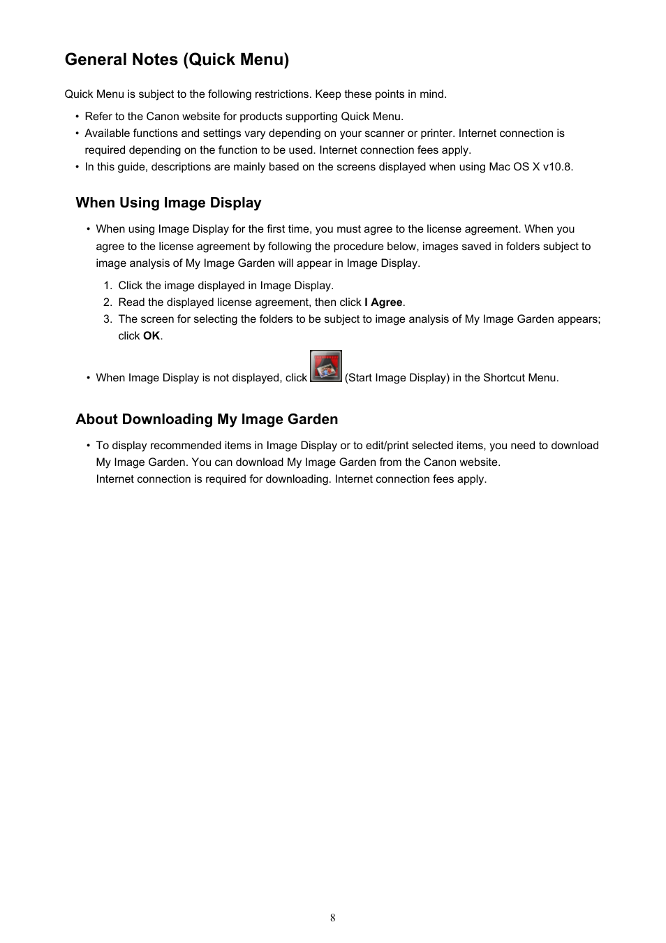 General notes (quick menu) | Canon PIXMA MG3550 User Manual | Page 8 / 31