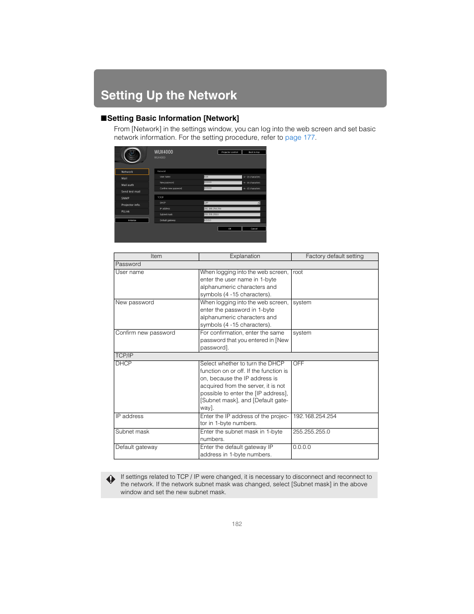 Setting up the network, Setting basic information [network | Canon XEED SX6000 User Manual | Page 182 / 240