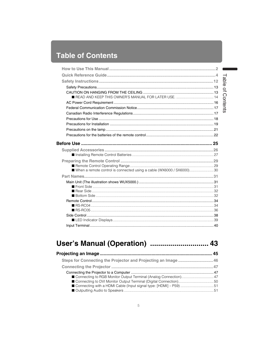 Canon XEED SX6000 User Manual | Page 5 / 240