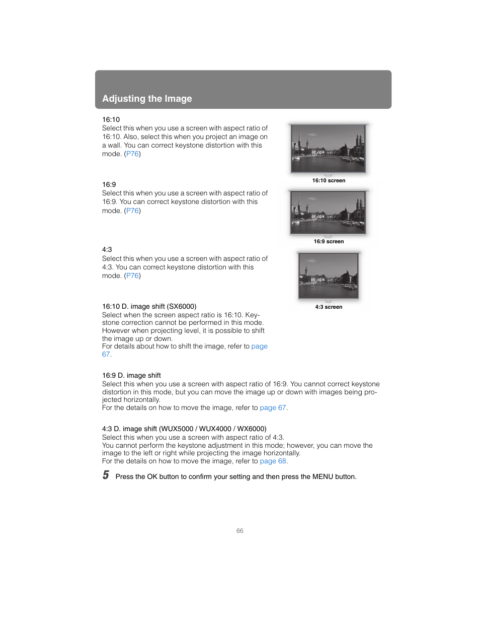 Adjusting the image | Canon XEED SX6000 User Manual | Page 66 / 240