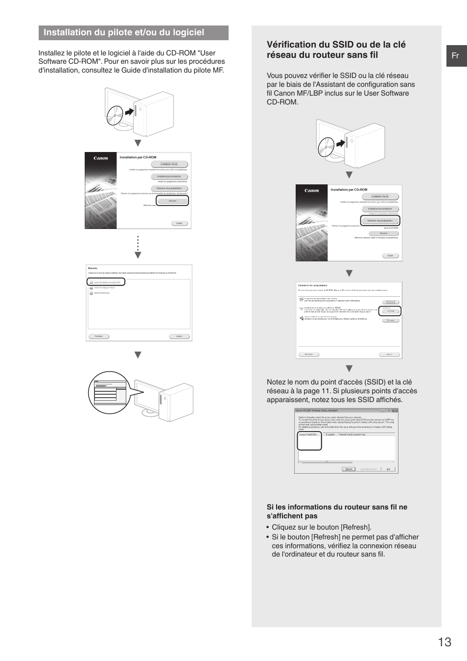 Installation du pilote et/ou, Du logiciel, Installation du pilote et/ou du logiciel | Canon i-SENSYS MF8550Cdn User Manual | Page 13 / 120