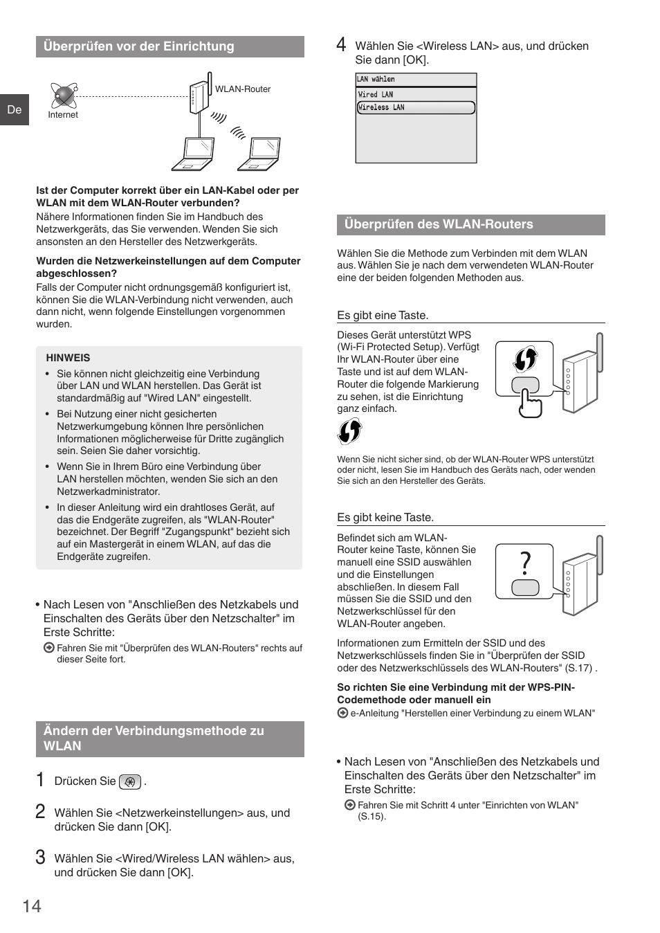 Zu wlan überprüfen des wlan-routers | Canon i-SENSYS MF8550Cdn User Manual | Page 14 / 120