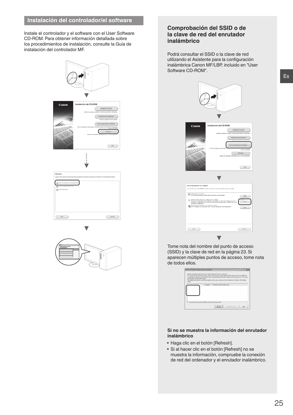 Instalación del controlador/el, Software, Anon mf/lbp" ("comprobación | Instalación del controlador/el software | Canon i-SENSYS MF8550Cdn User Manual | Page 25 / 120