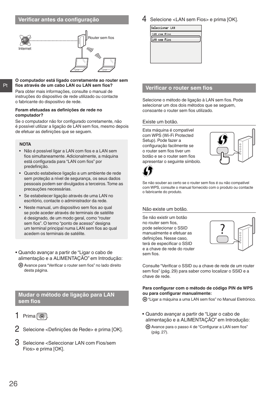 Lan sem fios verificar o router sem fios | Canon i-SENSYS MF8550Cdn User Manual | Page 26 / 120