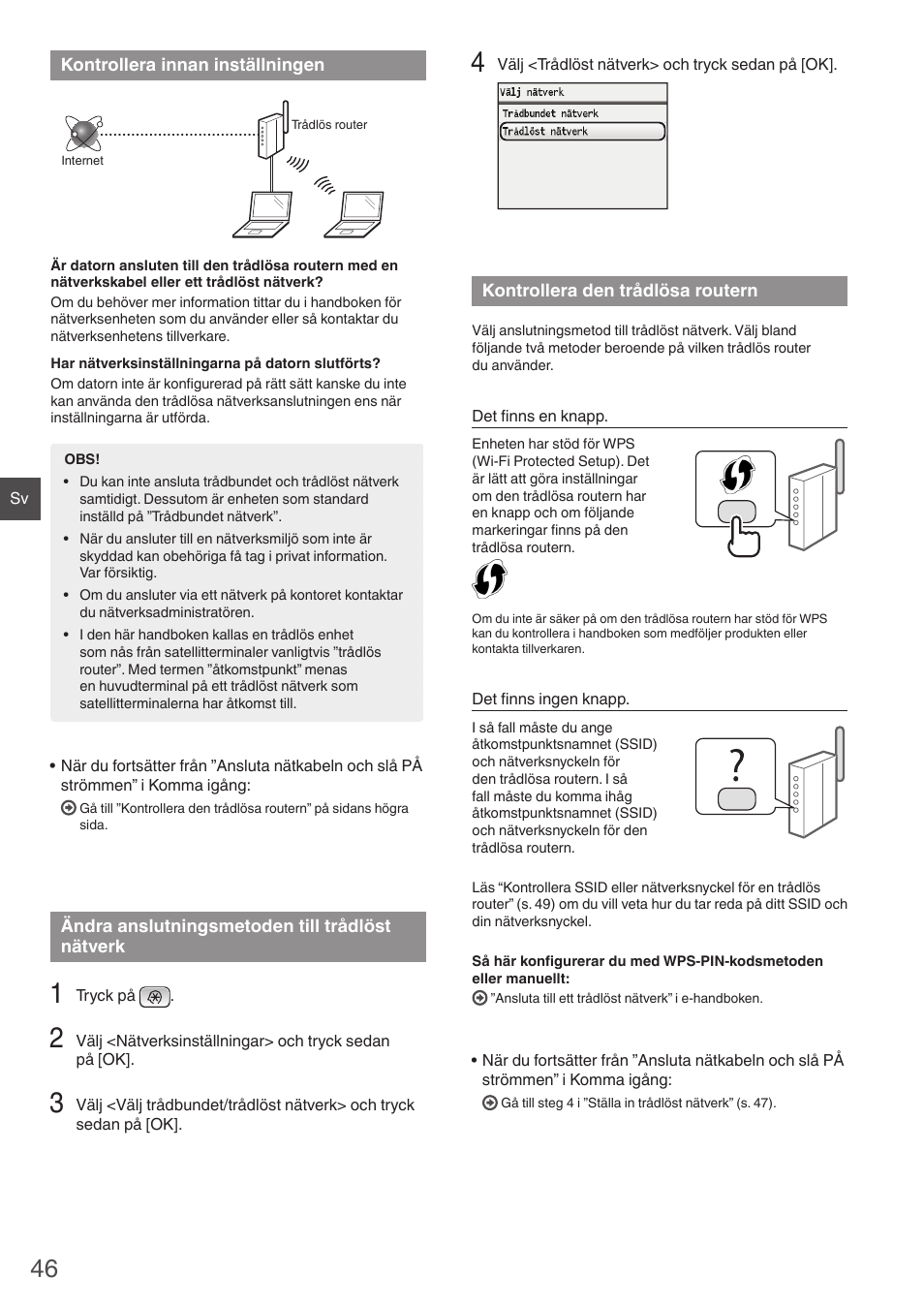 Trådlöst nätverk kontrollera den trådlösa routern | Canon i-SENSYS MF8550Cdn User Manual | Page 46 / 120