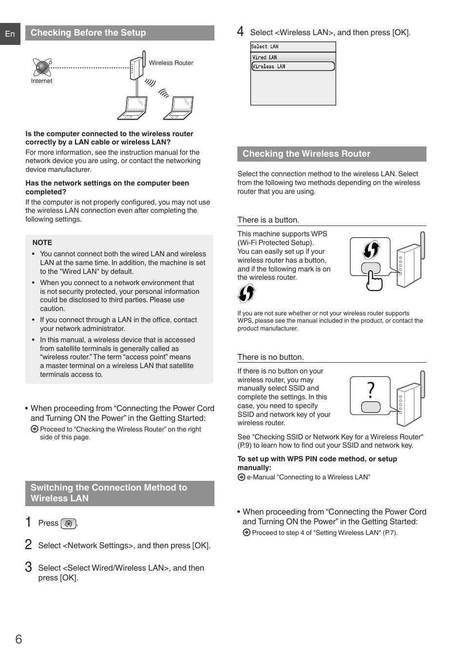 Wireless lan checking the wireless router | Canon i-SENSYS MF8550Cdn User Manual | Page 6 / 120