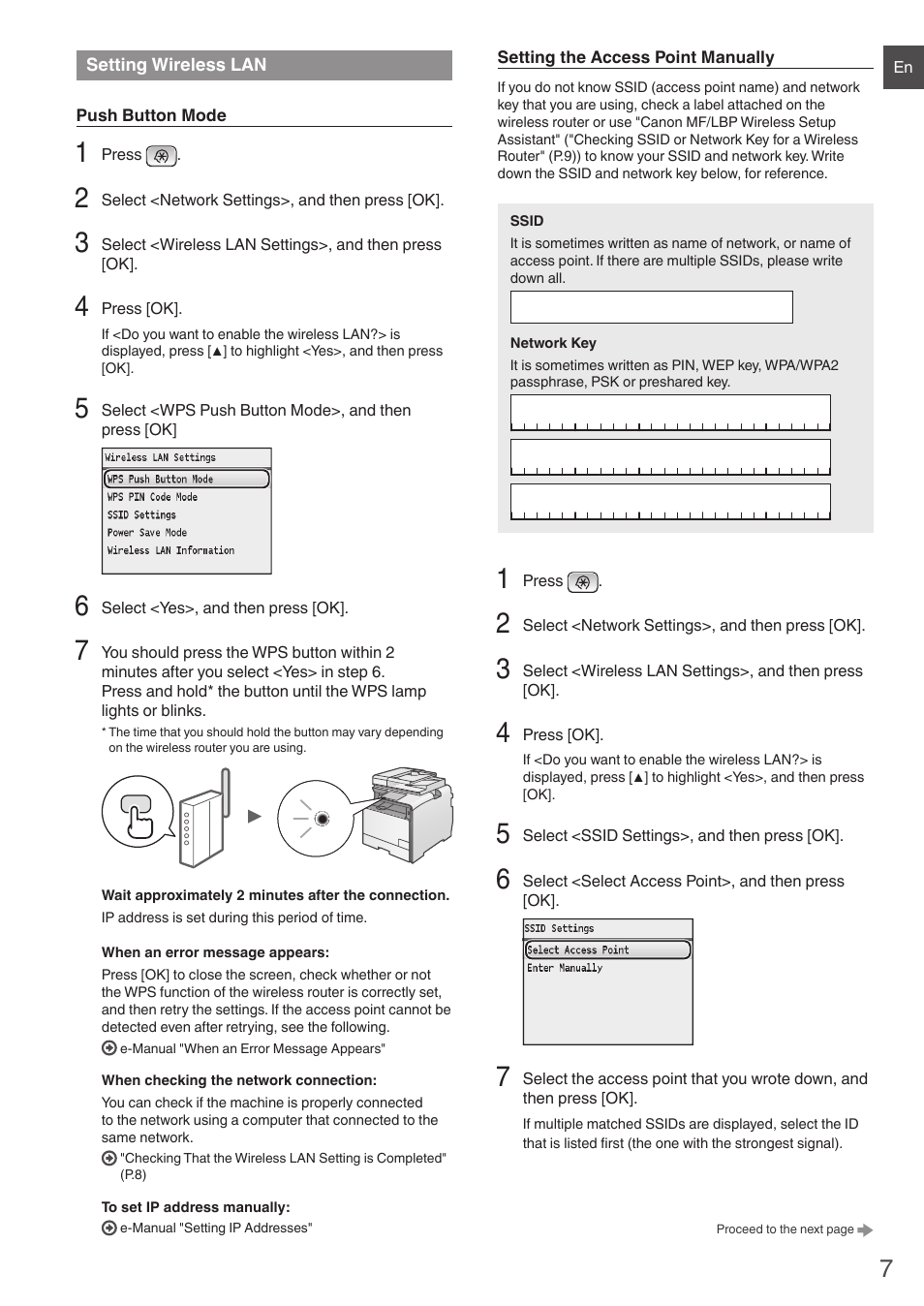 Setting wireless lan | Canon i-SENSYS MF8550Cdn User Manual | Page 7 / 120