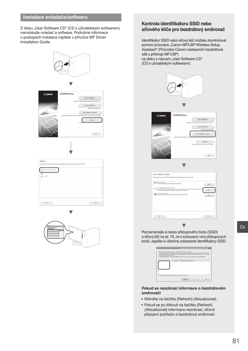 Instalace ovladače/softwaru, Oje mf/lbp) („kontrola identifikátoru | Canon i-SENSYS MF8550Cdn User Manual | Page 81 / 120