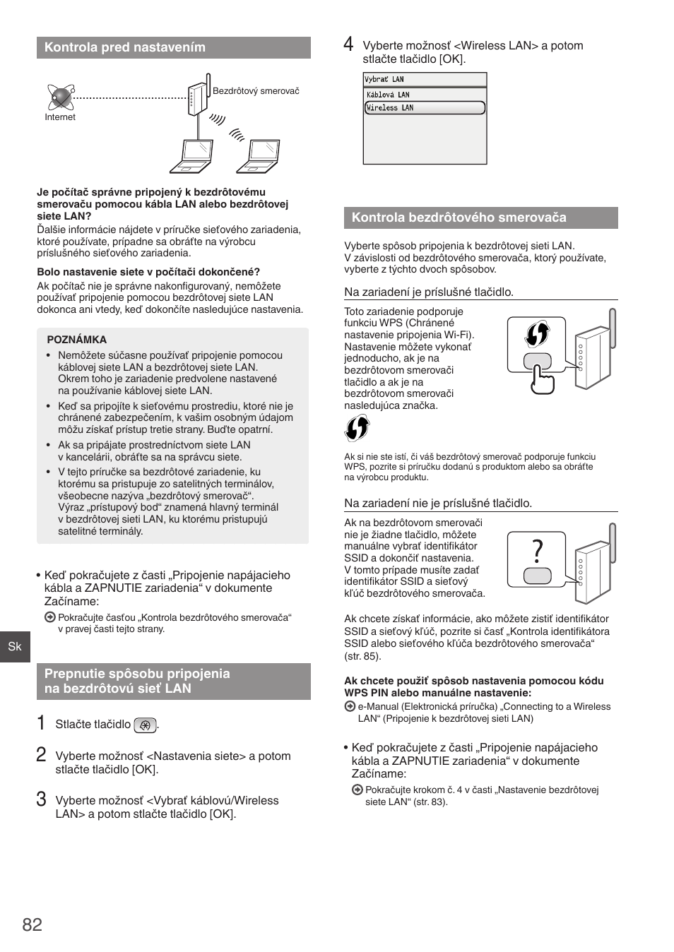 Na bezdrôtovú sieť lan kontrola bezdrôtového, Smerovača | Canon i-SENSYS MF8550Cdn User Manual | Page 82 / 120