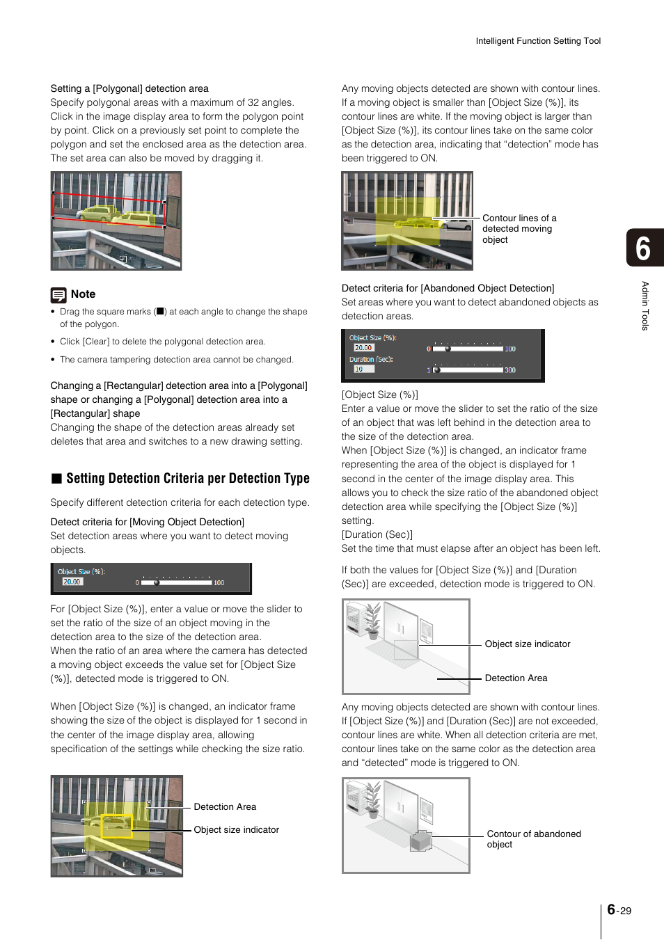 Setting, Detection criteria per detection type” (p. 6-29), Setting detection criteria per detection type | Canon VB-M600VE User Manual | Page 107 / 159