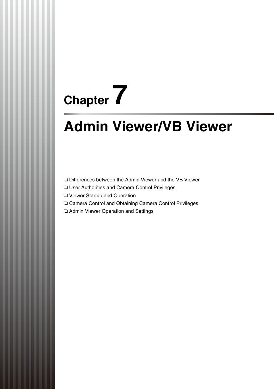 Chapter 7 admin viewer/vb viewer, Chapter 7, Admin viewer/vb viewer | Chapter 7 “admin viewer/vb viewer, Chapter 7 admin, Viewer/vb viewer | Canon VB-M600VE User Manual | Page 113 / 159