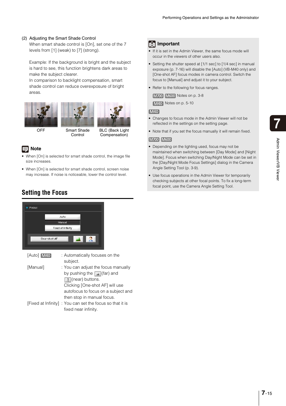 Setting the focus, Setting the focus -15, P. 7-15 | P. 7-15), Ee “setting the focus | Canon VB-M600VE User Manual | Page 127 / 159