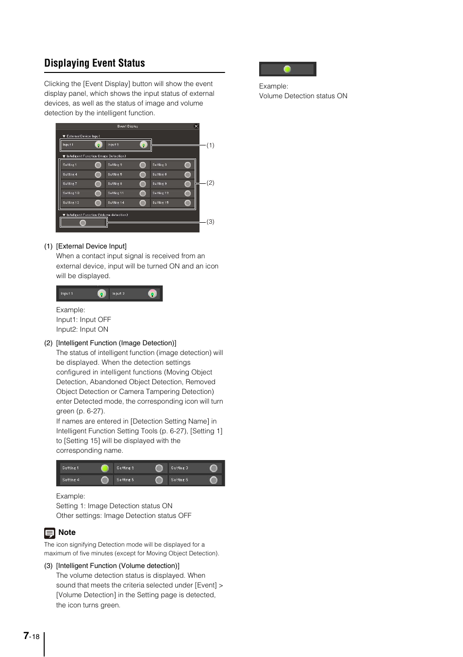 Displaying event status, Displaying event status -18, P. 7-18 | Canon VB-M600VE User Manual | Page 130 / 159