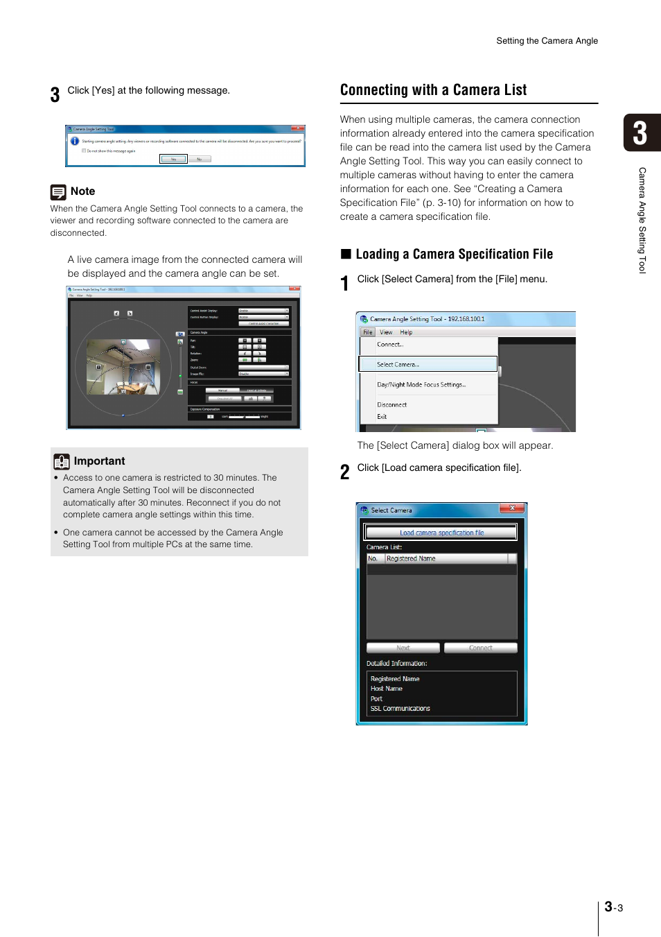 Connecting with a camera list, Connecting with a camera list -3, Loading a camera specification file | Canon VB-M600VE User Manual | Page 33 / 159