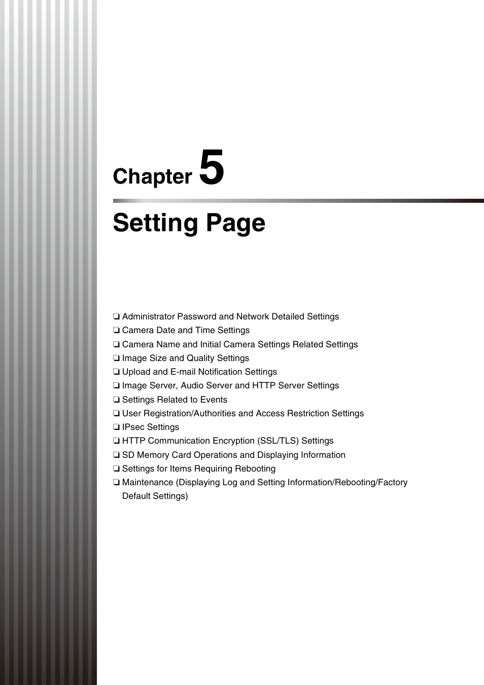 Chapter 5, E “chapter 5, Setting page | Canon VB-M600VE User Manual | Page 45 / 159