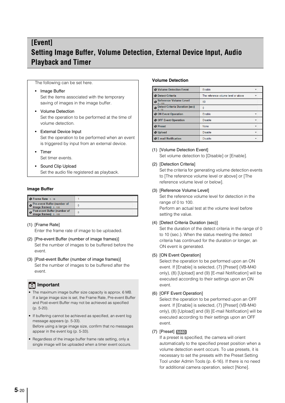 Audio playback and timer -20, P. 5-20), Ion] (p. 5-20) | T (p. 5-20) or | Canon VB-M600VE User Manual | Page 64 / 159