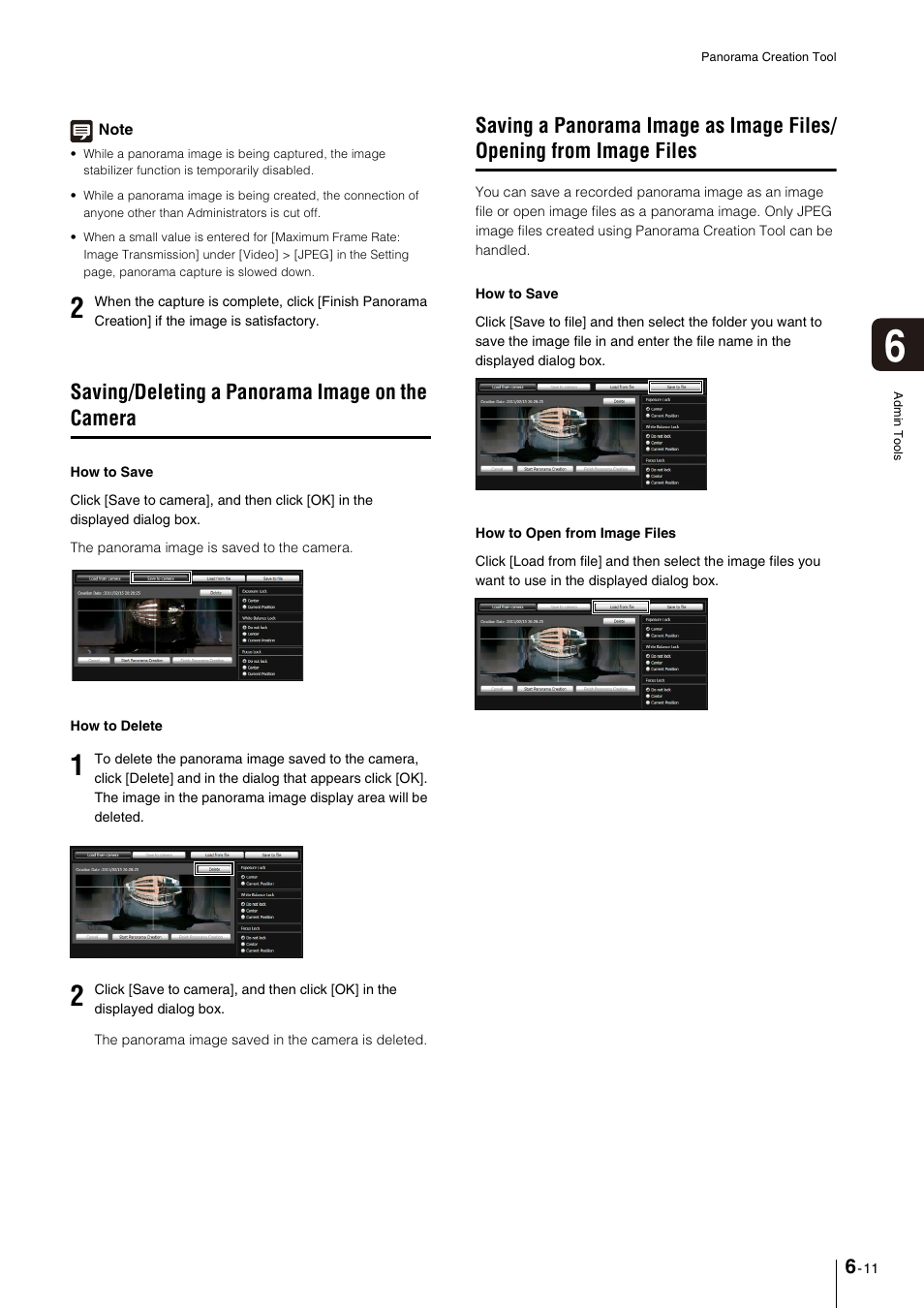 Saving/deleting a panorama image on the camera, Saving/deleting a panorama image on the camera -11 | Canon VB-M600VE User Manual | Page 89 / 159