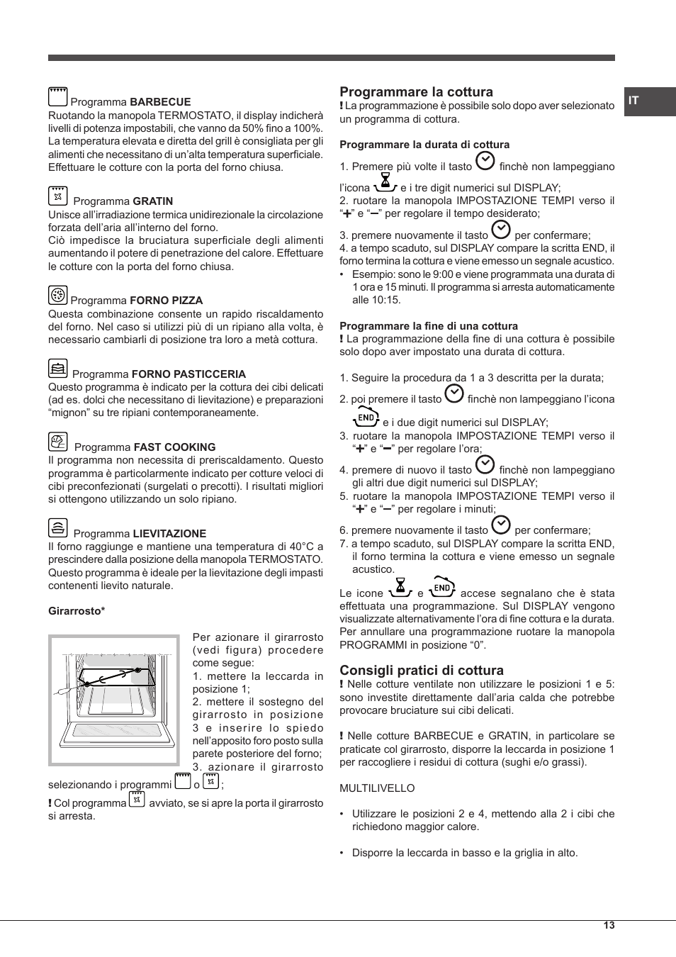 Programmare la cottura, Consigli pratici di cottura | Hotpoint Ariston Style FH 89 P IX-HA S User Manual | Page 13 / 56