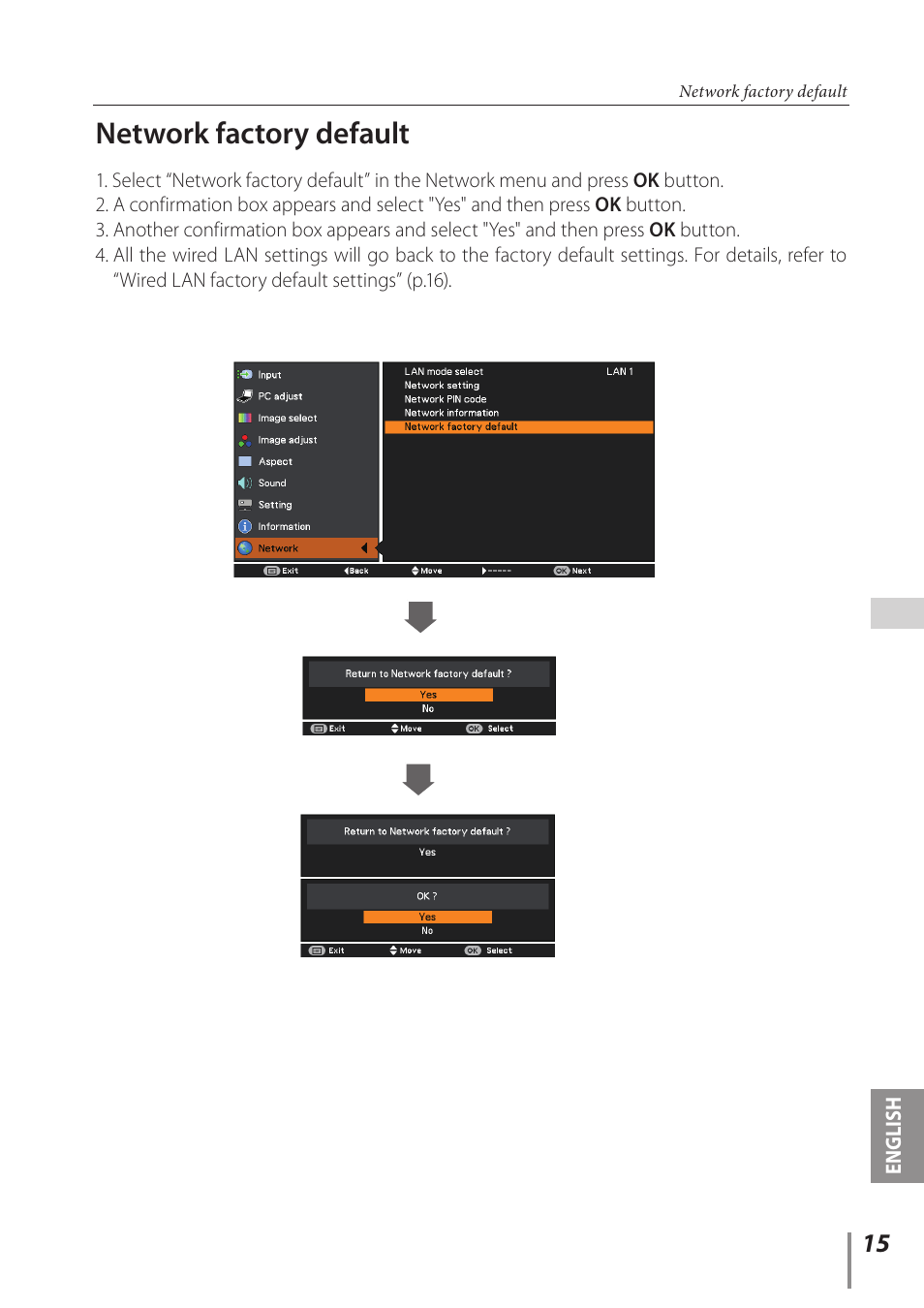 Network factory default | Canon LV-7392A User Manual | Page 15 / 60