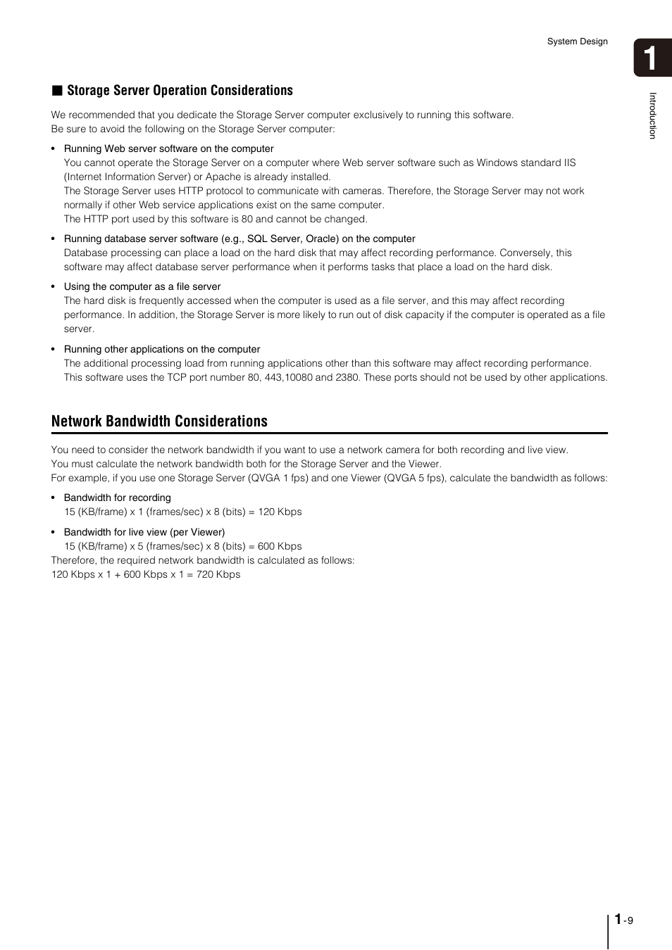 Network bandwidth considerations, Network bandwidth considerations -9, Storage server operation considerations | Canon VB-M600D User Manual | Page 21 / 104