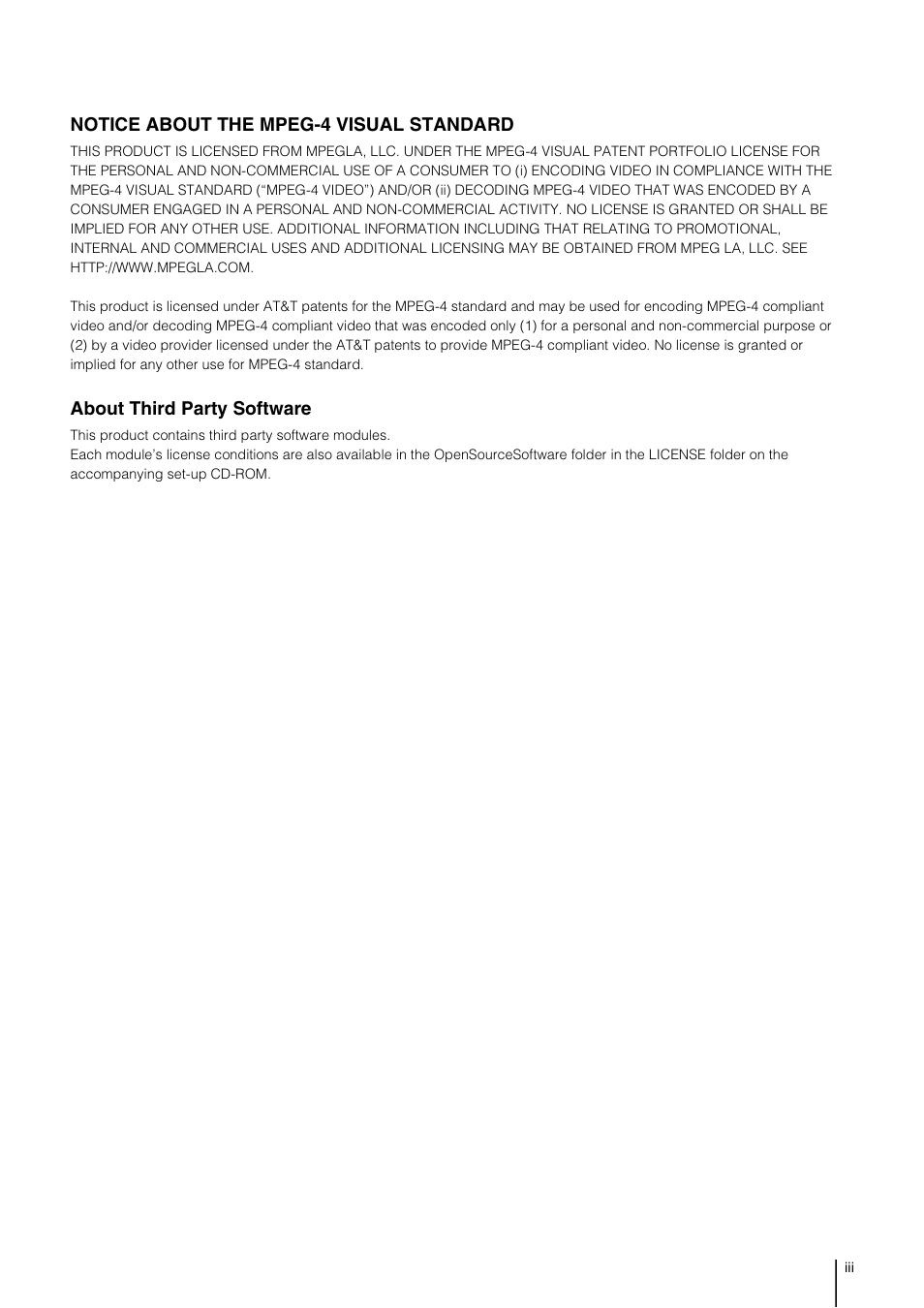 Notice about the mpeg-4 visual standard, About third party software | Canon VB-M600D User Manual | Page 3 / 104