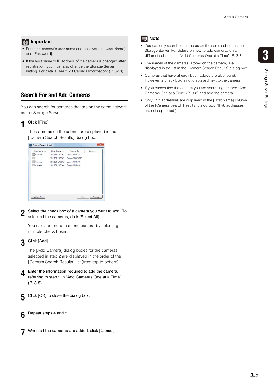 Search for and add cameras, Search for and add cameras -9, P. 3-9) | Canon VB-M600D User Manual | Page 37 / 104