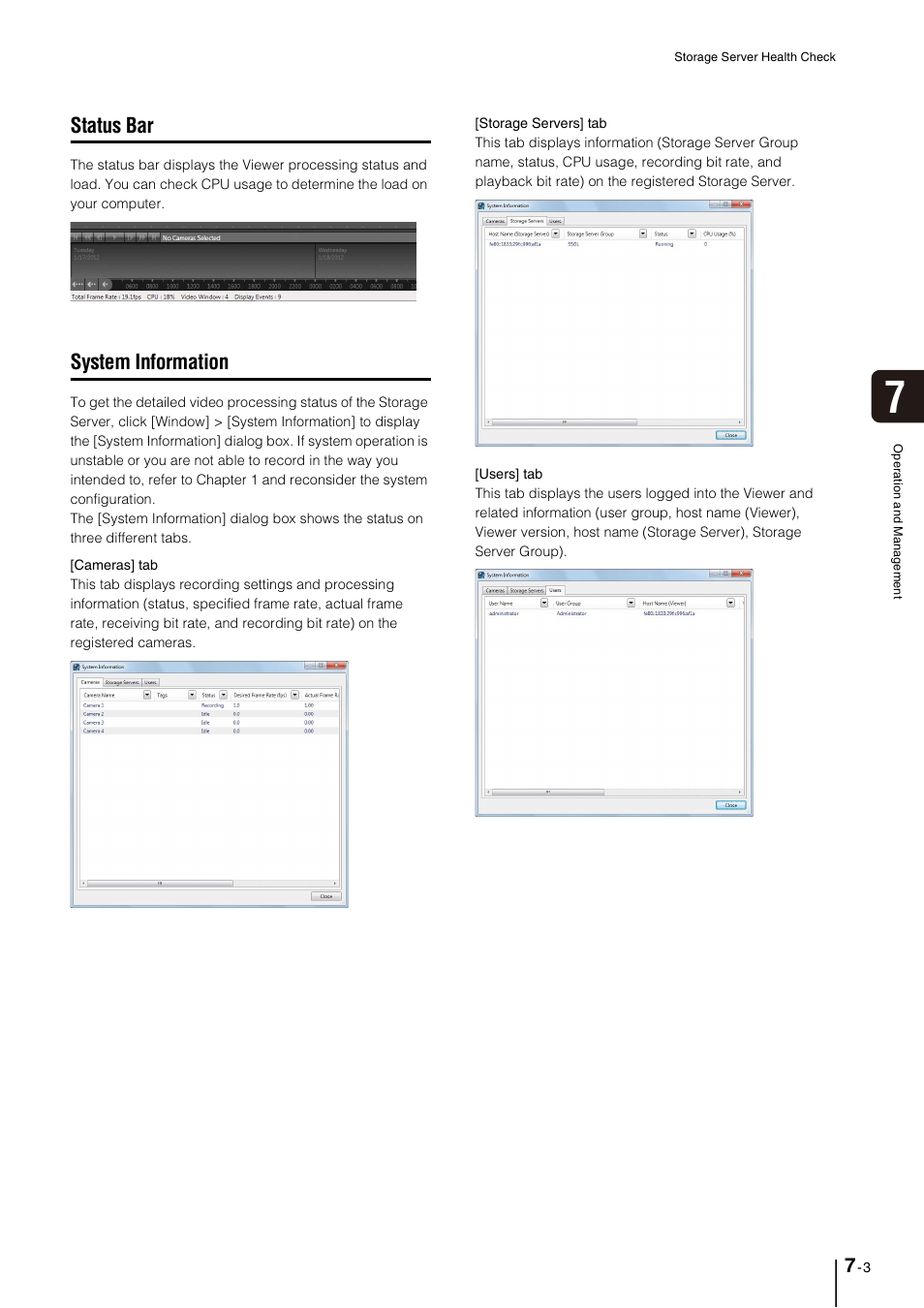 Status bar, System information, Status bar -3 | System information -3 | Canon VB-M600D User Manual | Page 79 / 104