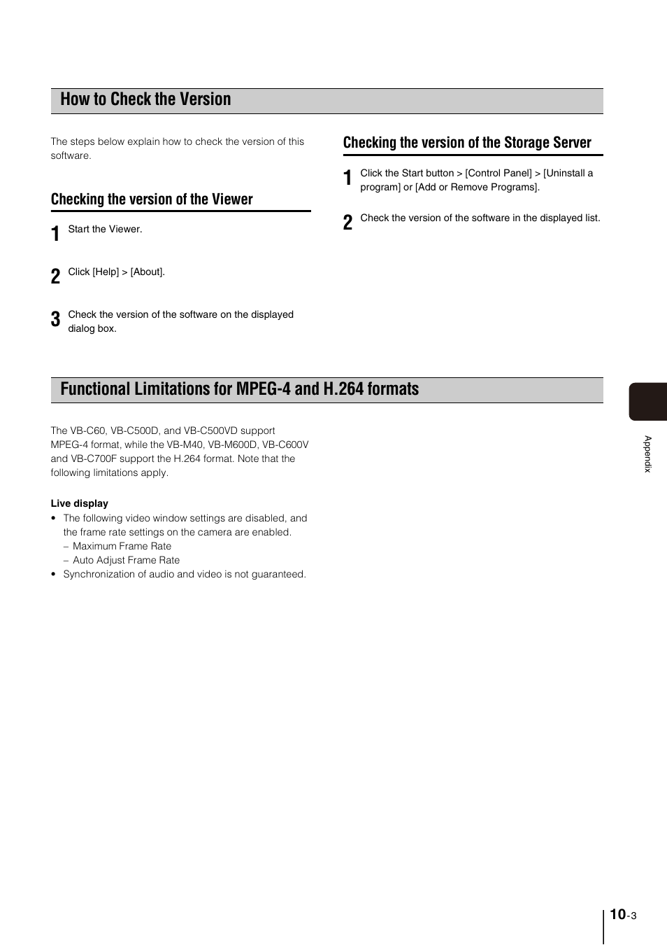 How to check the version, Checking the version of the viewer, Checking the version of the storage server | How to check the version -3, Checking the version of the viewer -3, Checking the version of the storage server -3 | Canon VB-M600D User Manual | Page 99 / 104