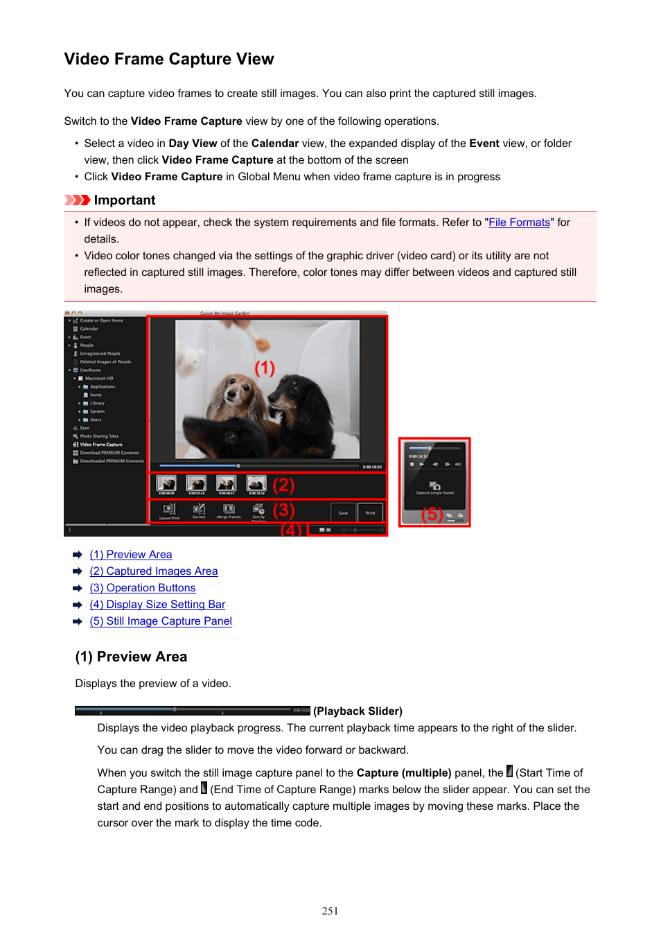 Video frame capture view, Switches to the, In which you can crop still images from a video | Canon PIXMA MX395 User Manual | Page 251 / 300