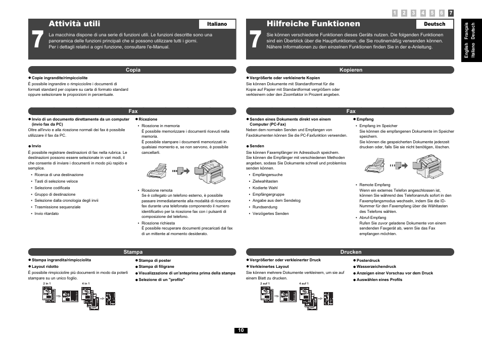 7 attività utili, Pag.10, Attività utili | Hilfreiche funktionen | Canon i-SENSYS FAX-L170 User Manual | Page 17 / 248