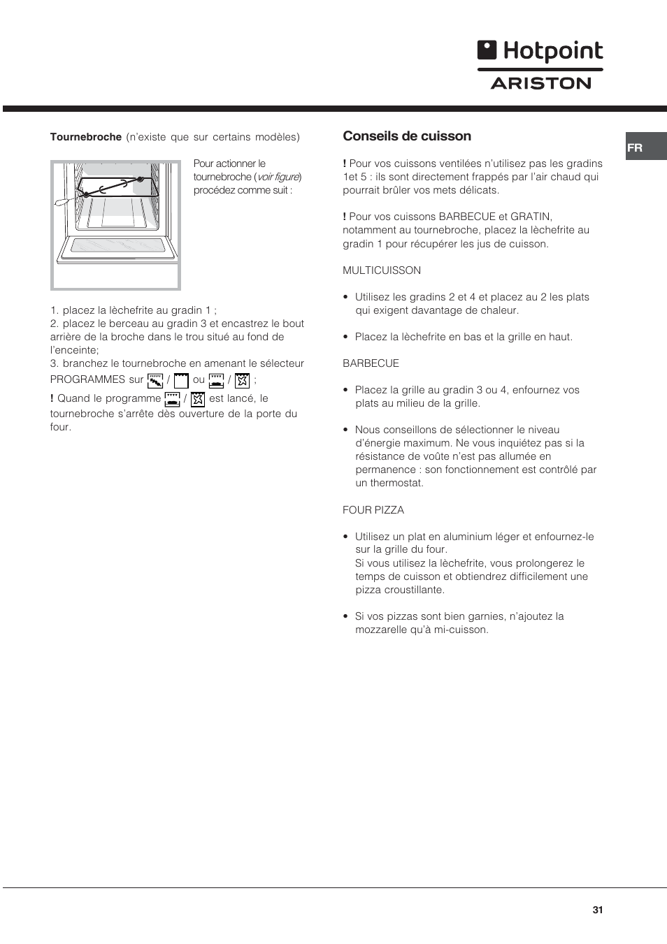 Conseils de cuisson | Hotpoint Ariston Style FH 82 C IX-HA User Manual | Page 31 / 68