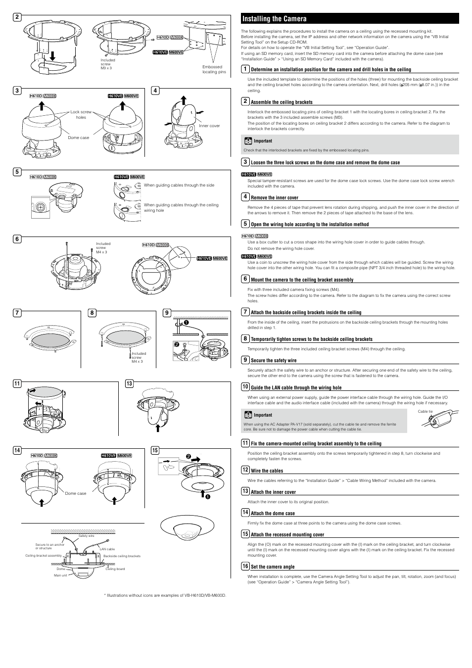 Installing the camera | Canon VB-M600D User Manual | Page 2 / 2