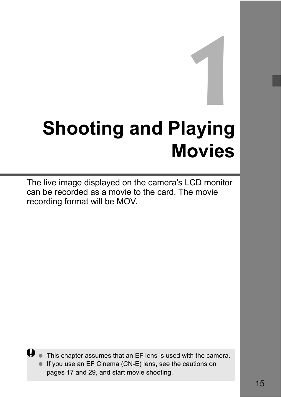 Shooting and playing movies | Canon EOS-1D C User Manual | Page 15 / 100