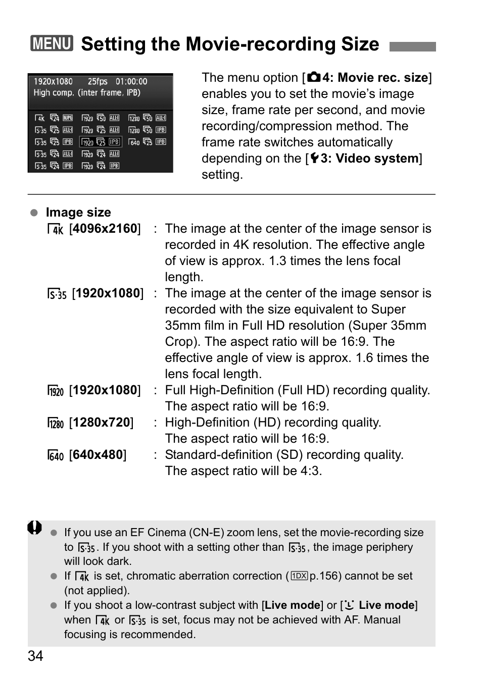 3setting the movie-recording size | Canon EOS-1D C User Manual | Page 34 / 100