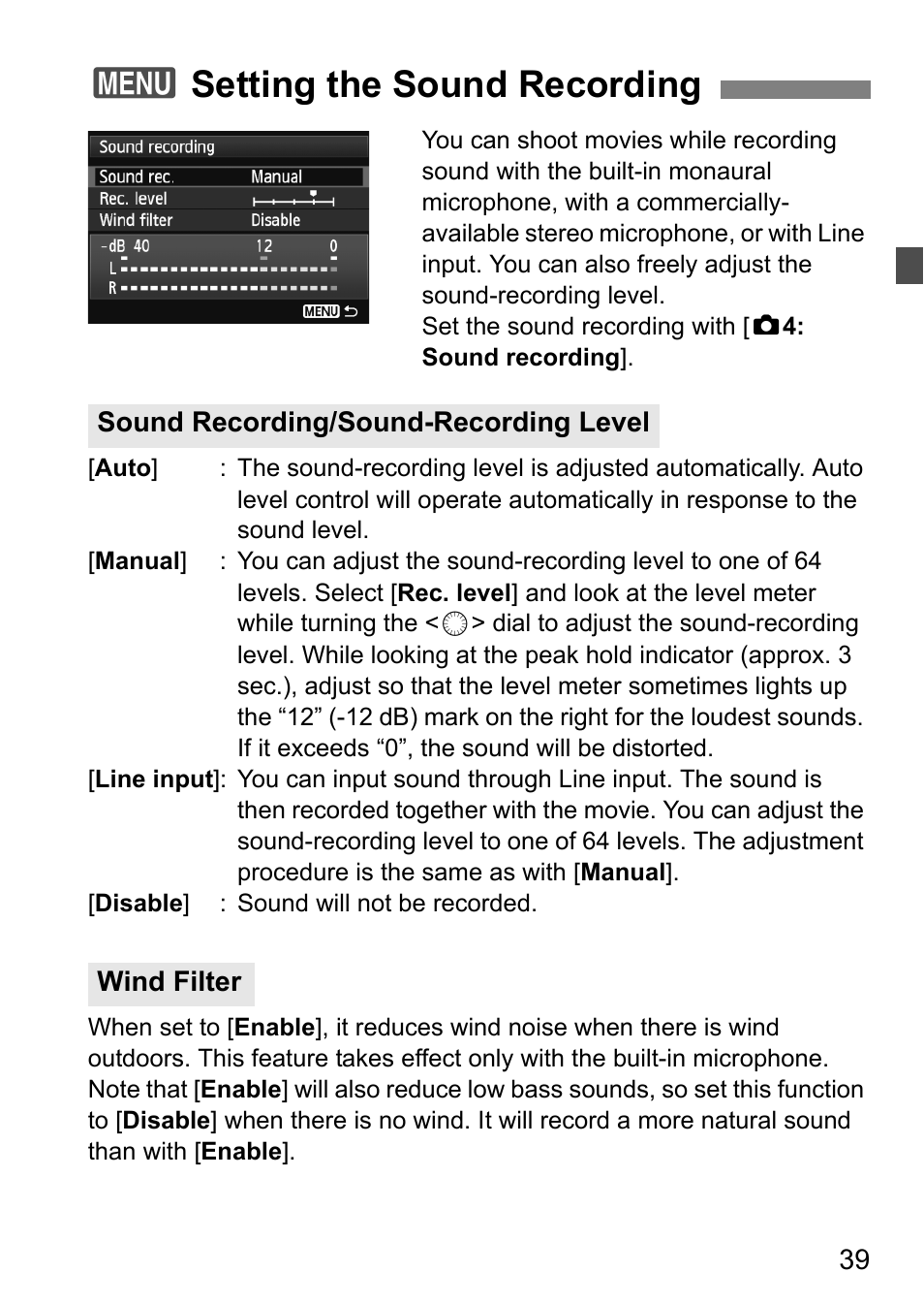 3setting the sound recording | Canon EOS-1D C User Manual | Page 39 / 100