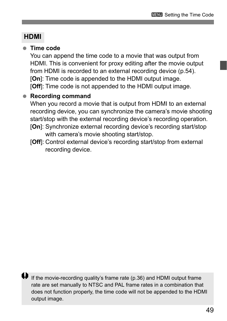 Hdmi | Canon EOS-1D C User Manual | Page 49 / 100