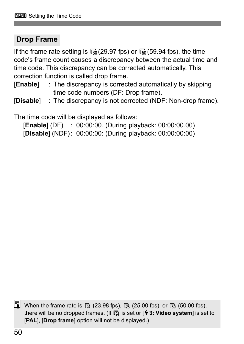 Drop frame | Canon EOS-1D C User Manual | Page 50 / 100