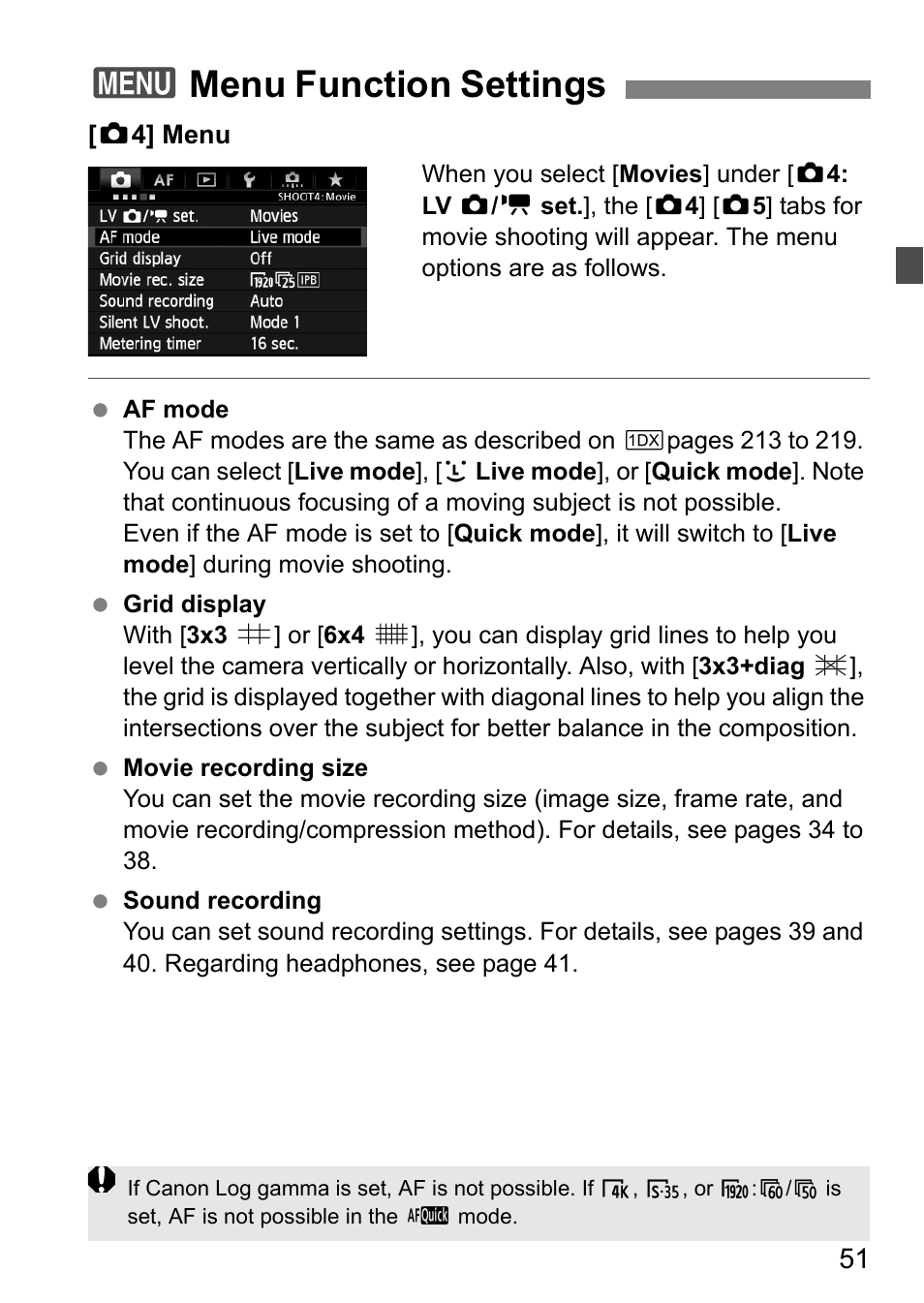 3menu function settings | Canon EOS-1D C User Manual | Page 51 / 100