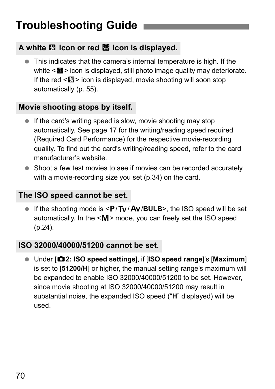 Troubleshooting guide | Canon EOS-1D C User Manual | Page 70 / 100