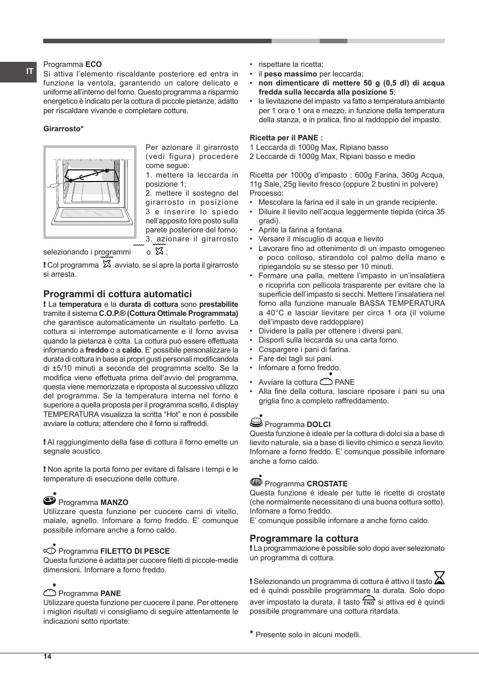 Programmi di cottura automatici, Programmare la cottura | Hotpoint Ariston Style FH 1039 P IX-HA S User Manual | Page 14 / 60