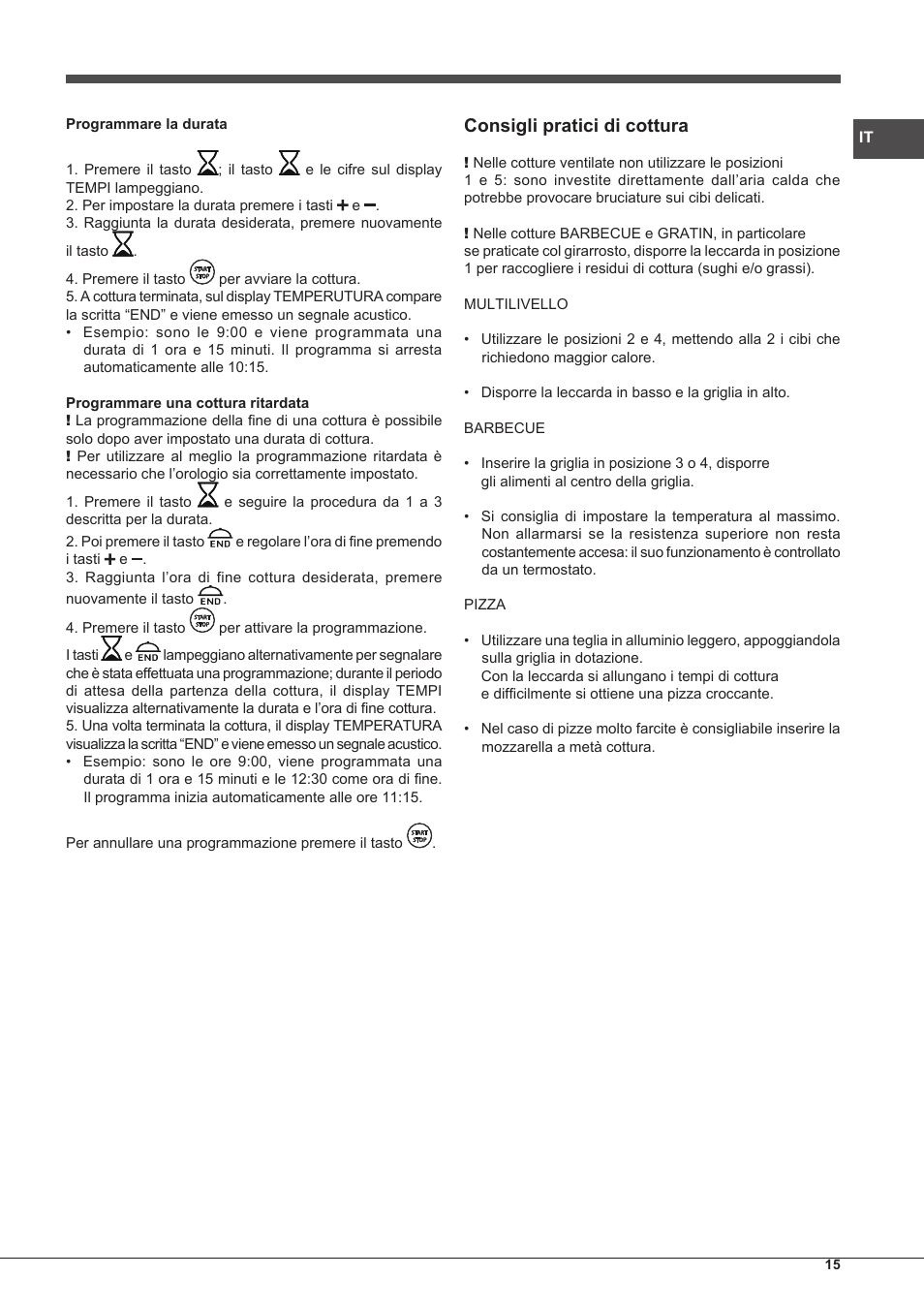 Consigli pratici di cottura | Hotpoint Ariston Style FH 1039 P IX-HA S User Manual | Page 15 / 60