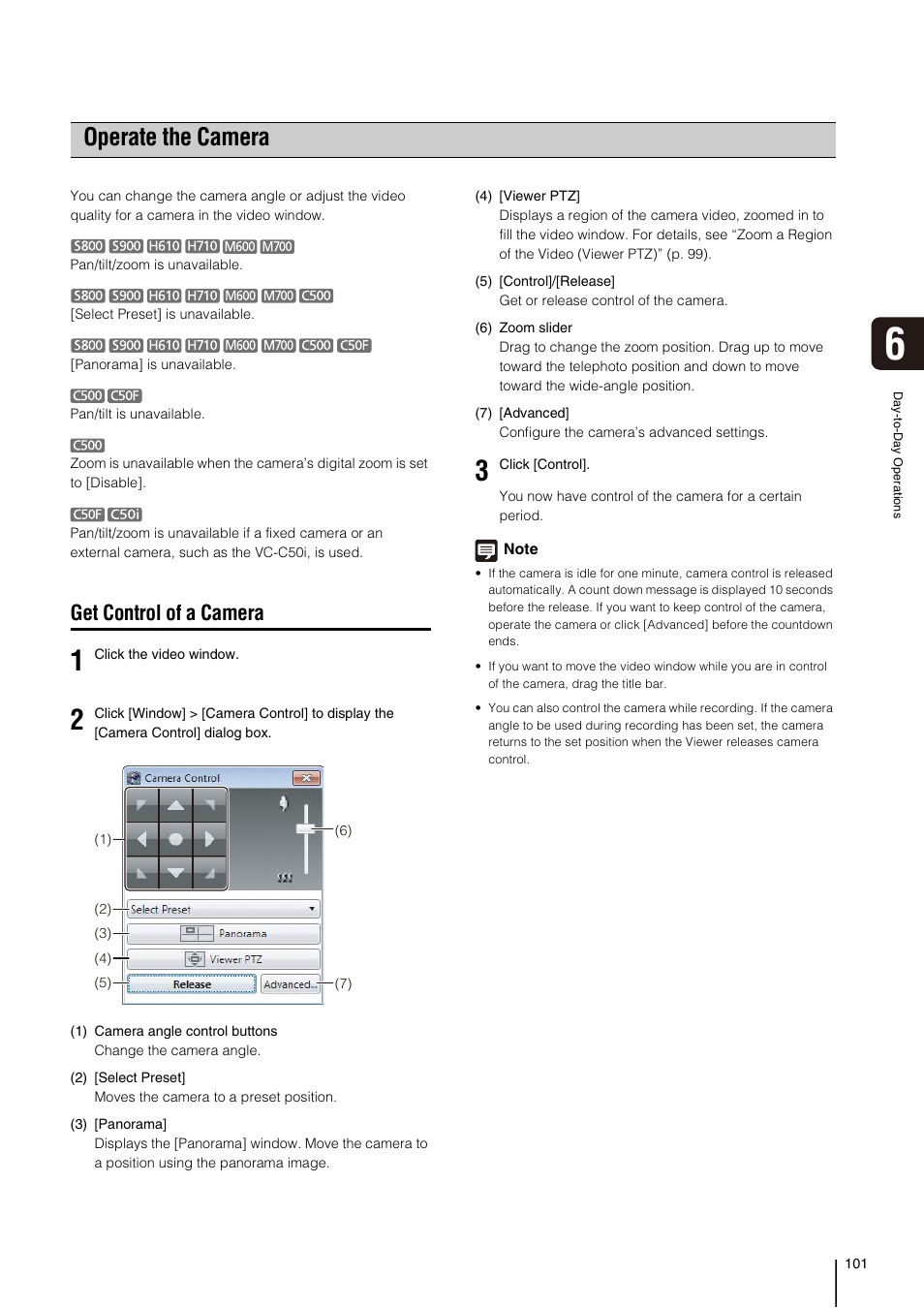 Operate the camera, Get control of a camera, Era (p. 101 | Canon VB-M700F User Manual | Page 101 / 138