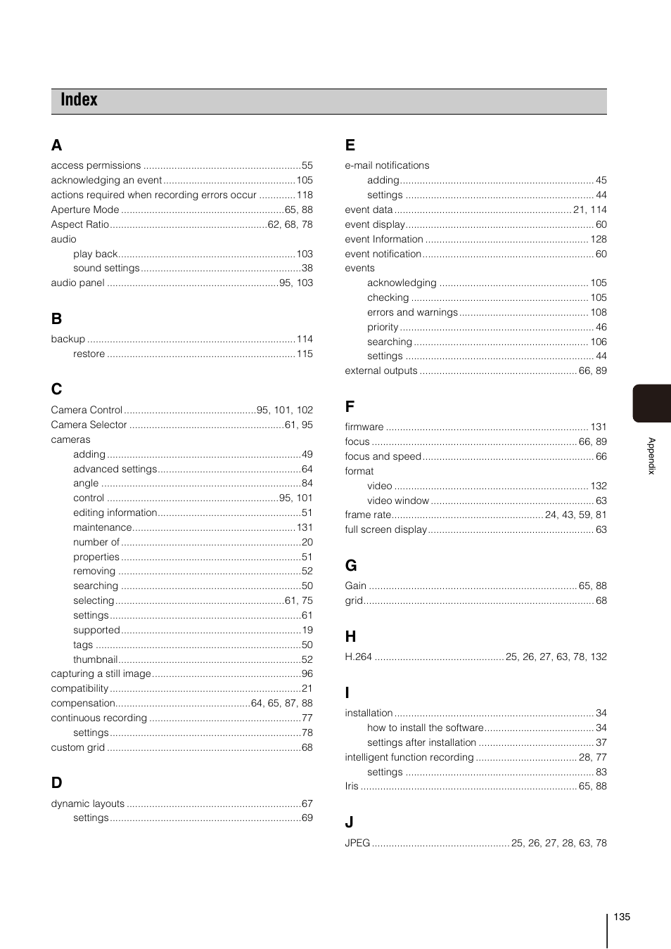 Index | Canon VB-M700F User Manual | Page 135 / 138