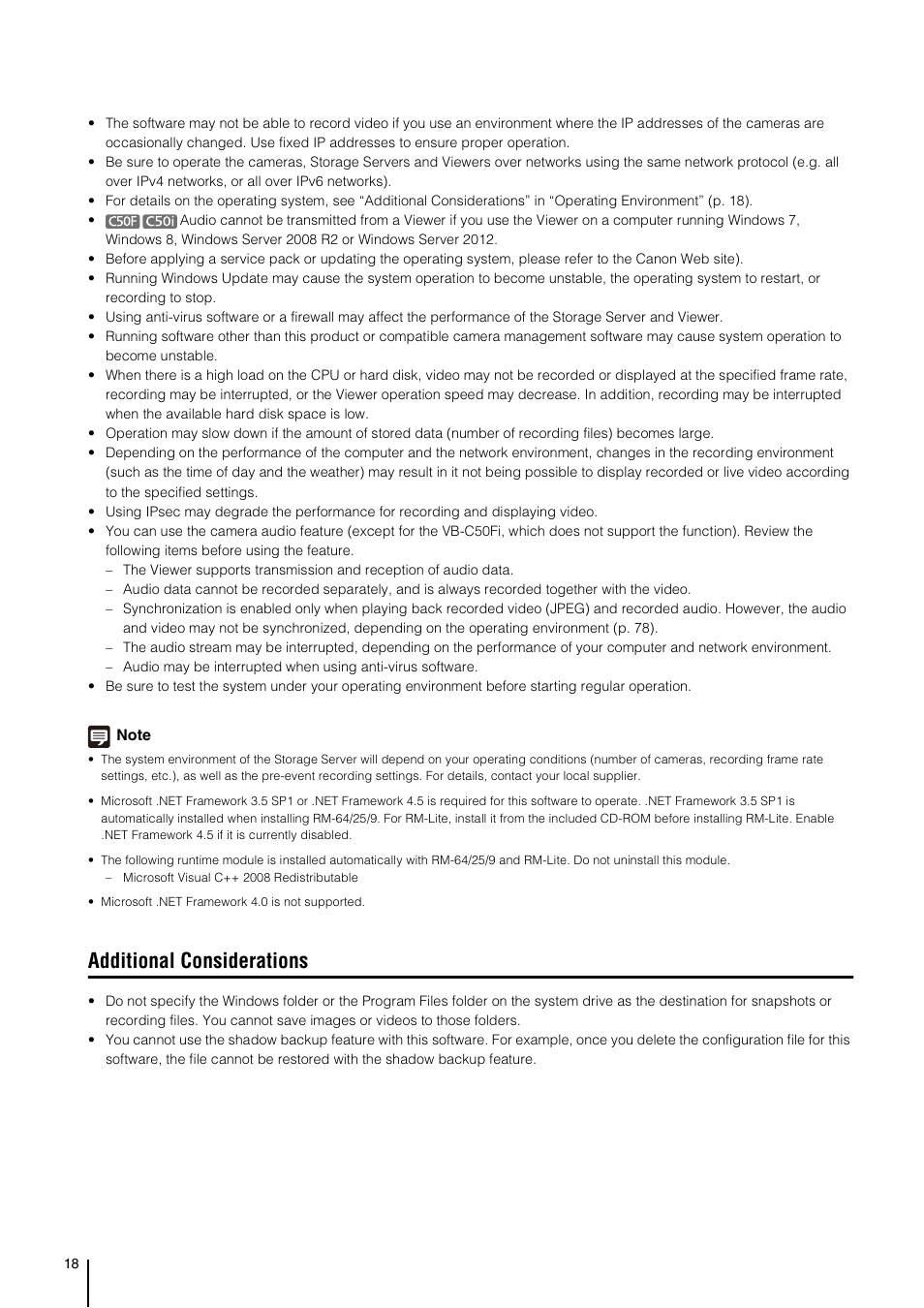 Additional considerations | Canon VB-M700F User Manual | Page 18 / 138
