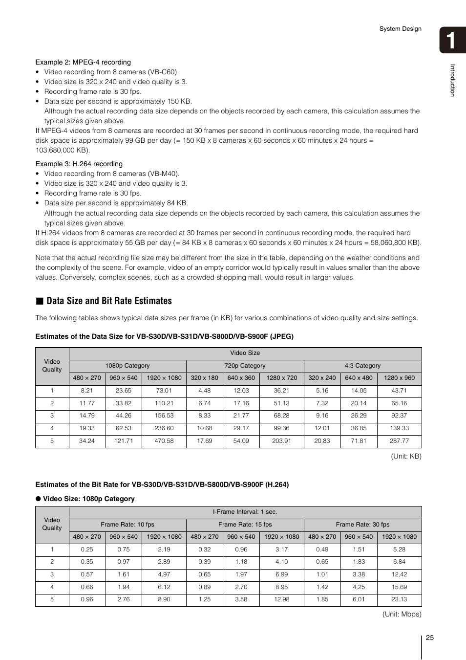 Data size and bit rate estimates | Canon VB-M700F User Manual | Page 25 / 138