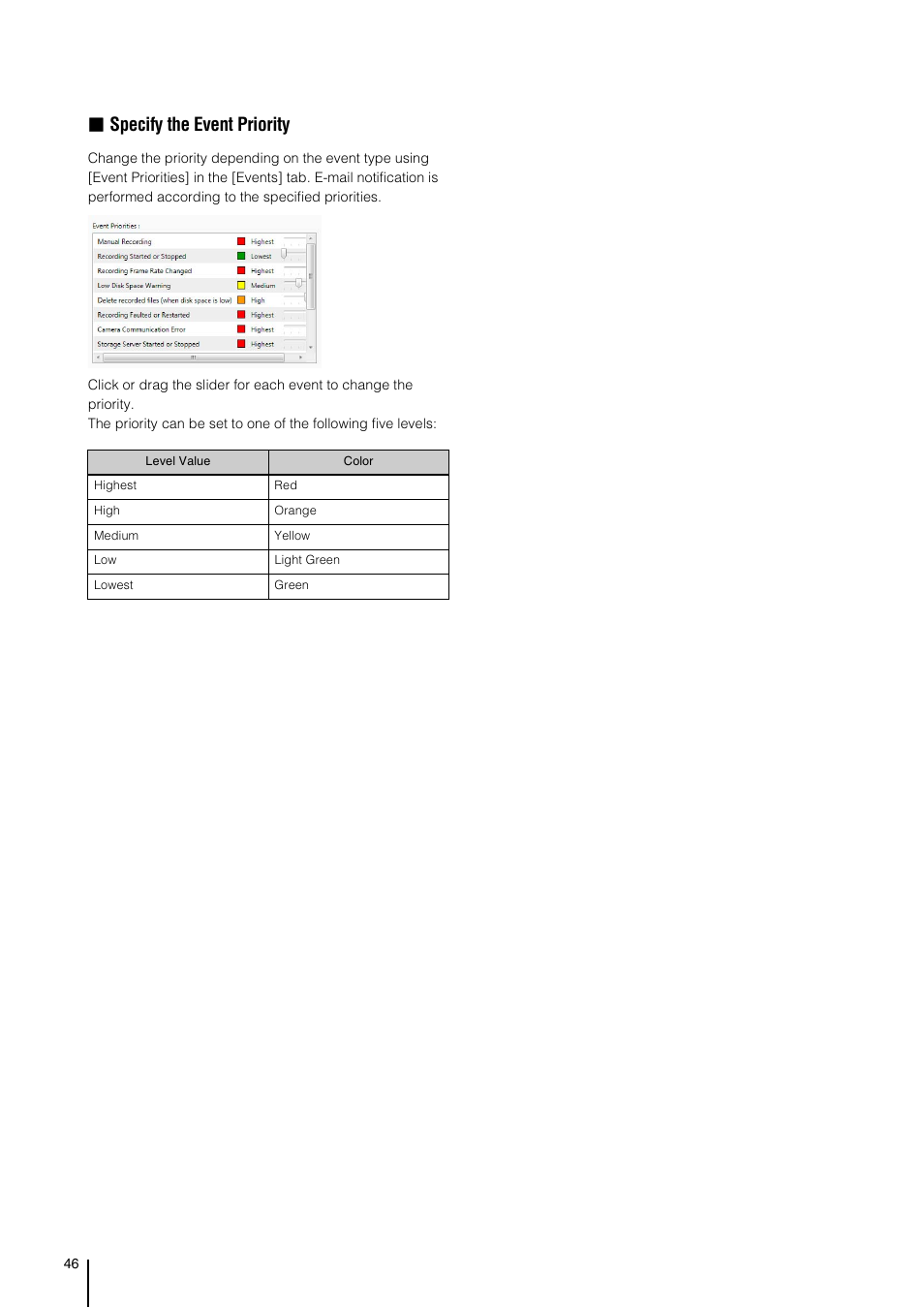 Specify the event priority | Canon VB-M700F User Manual | Page 46 / 138